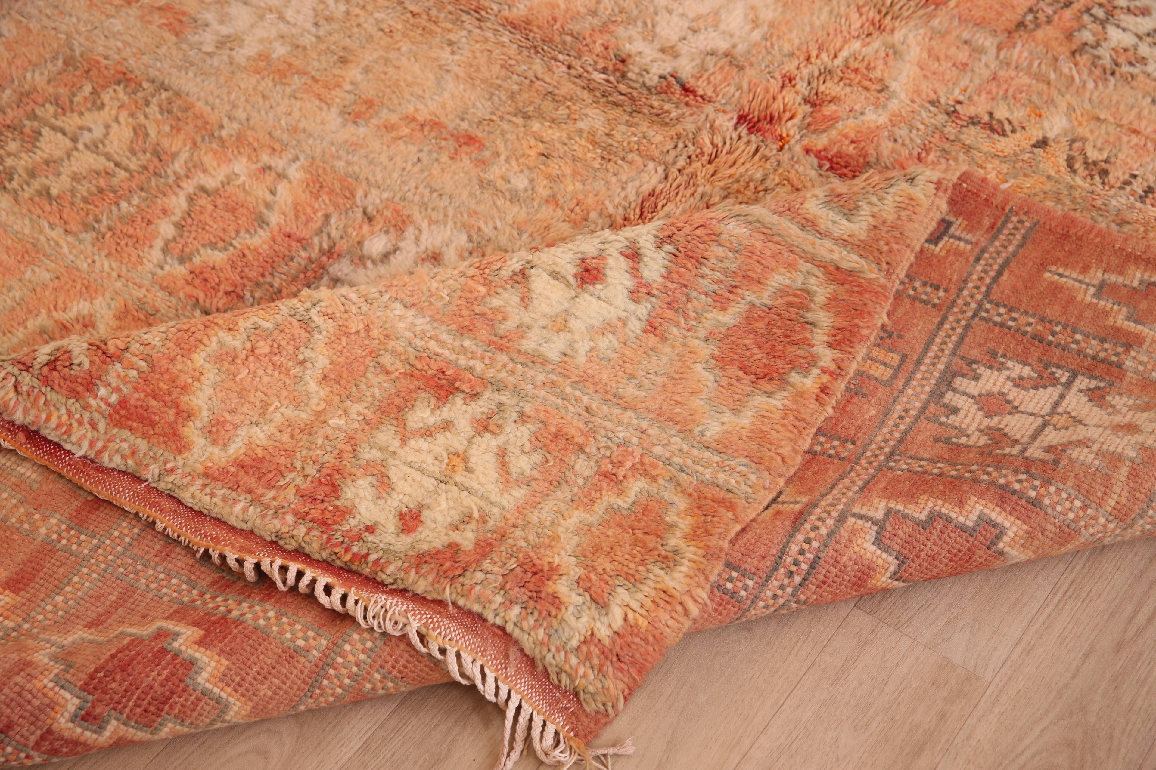 Peach Vintage Moroccan Rug 176 x 287 cm, Berber Wool Rug, Handmade Boho Rug