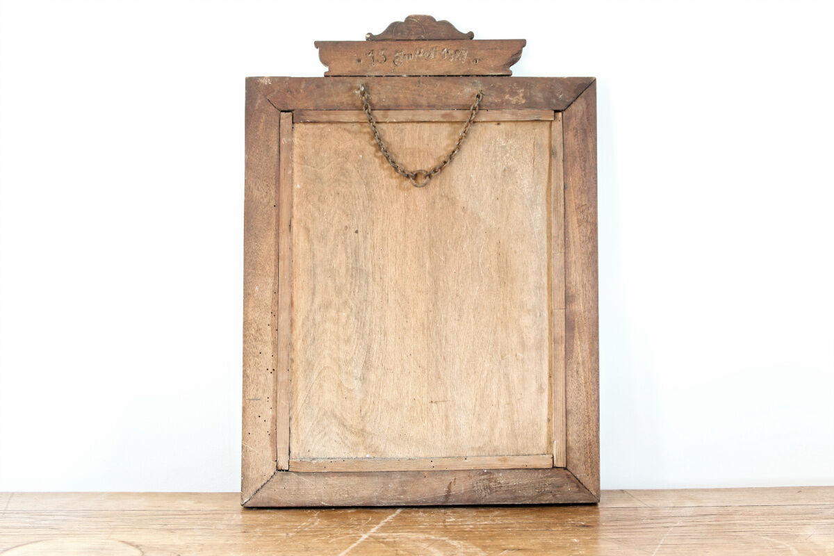 Carved wood mirror, folk art