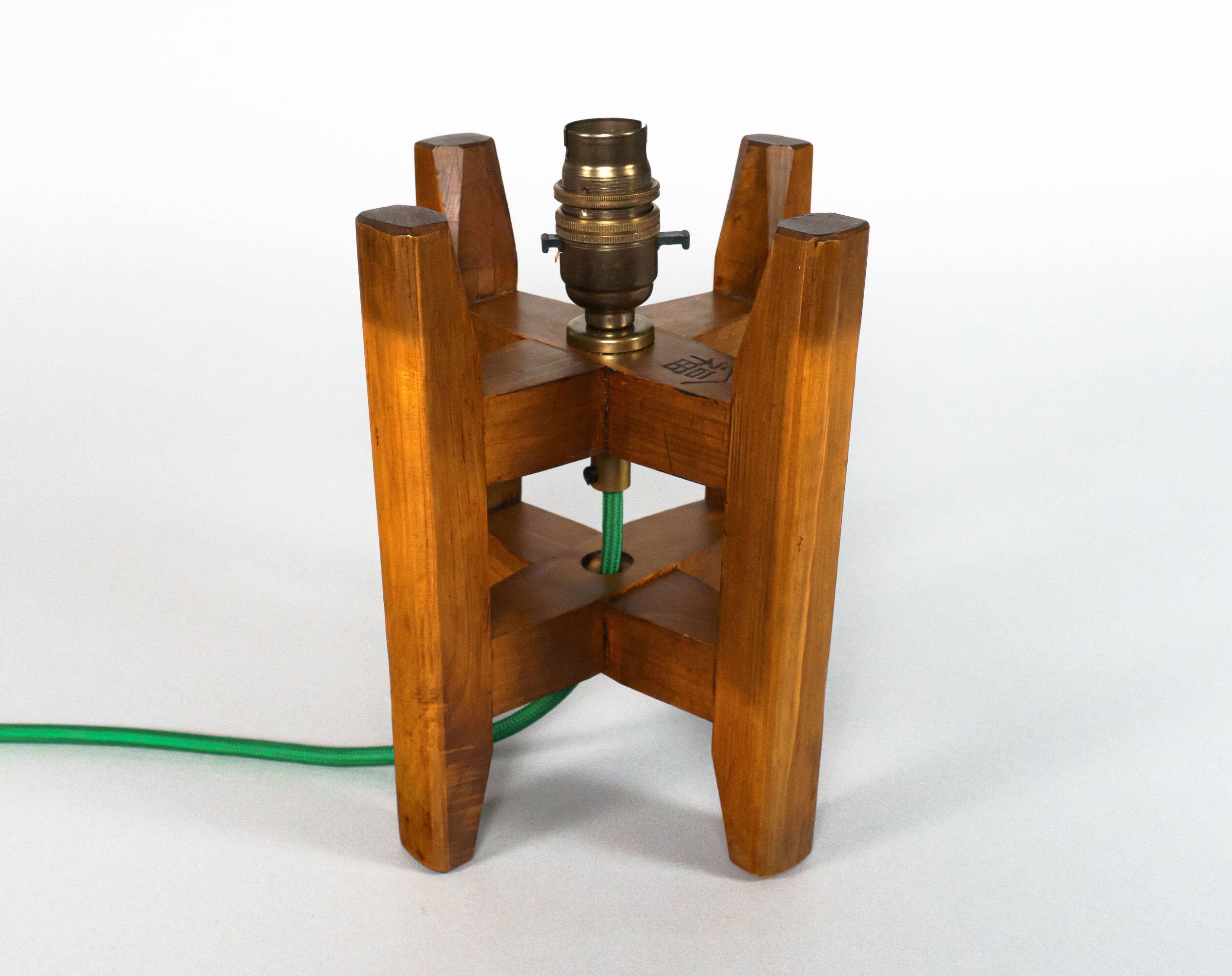 Pair of Antique Japanese Wooden Itomaki Silk Spool Table Lamps