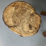 Pair of tripod stools in raw wood