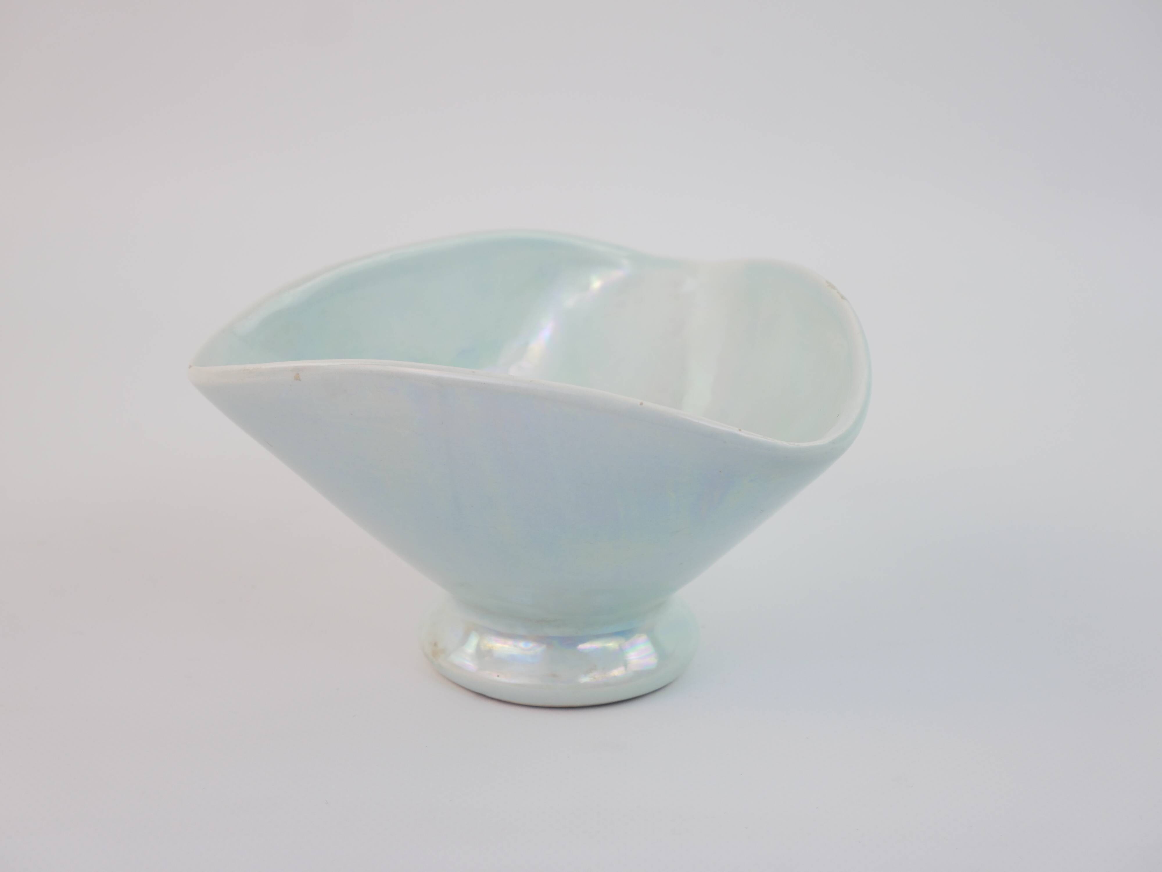Small bowl or empty pocket in iridescent sky blue ceramic Vallauris circa 1950