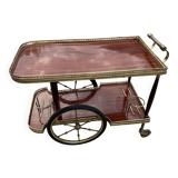 Mahogany and brass rolling service bar table – 1970