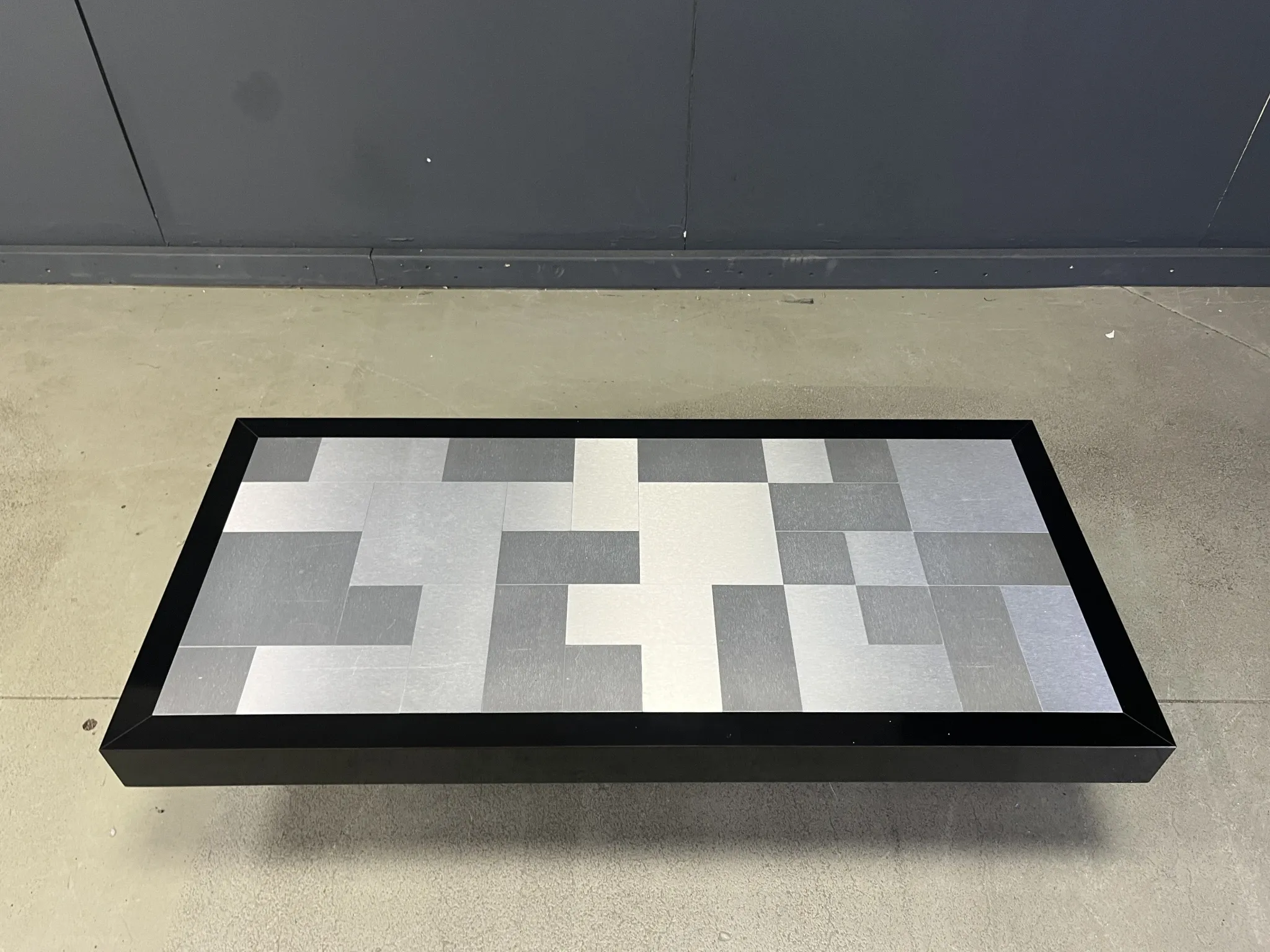 Vintage lacquer and aluminum coffee table, 1970s