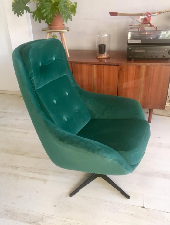 Polish vintage swivel chair WEGA from 70s in velvet