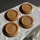 Set of 4 flat dinner plates in stoneware, no brand underneath.