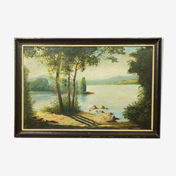 Landscape oil on wood framed C.Peyron