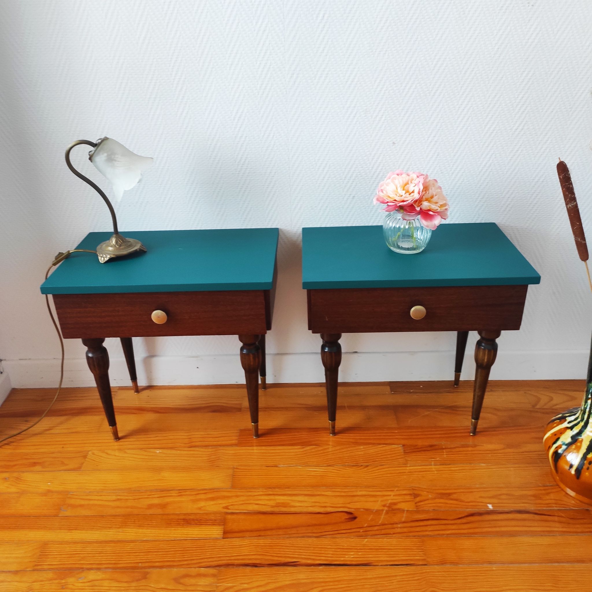 Paire de tables chevet vintage