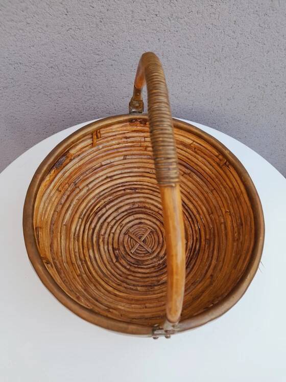 Rattan and brass basket 1970