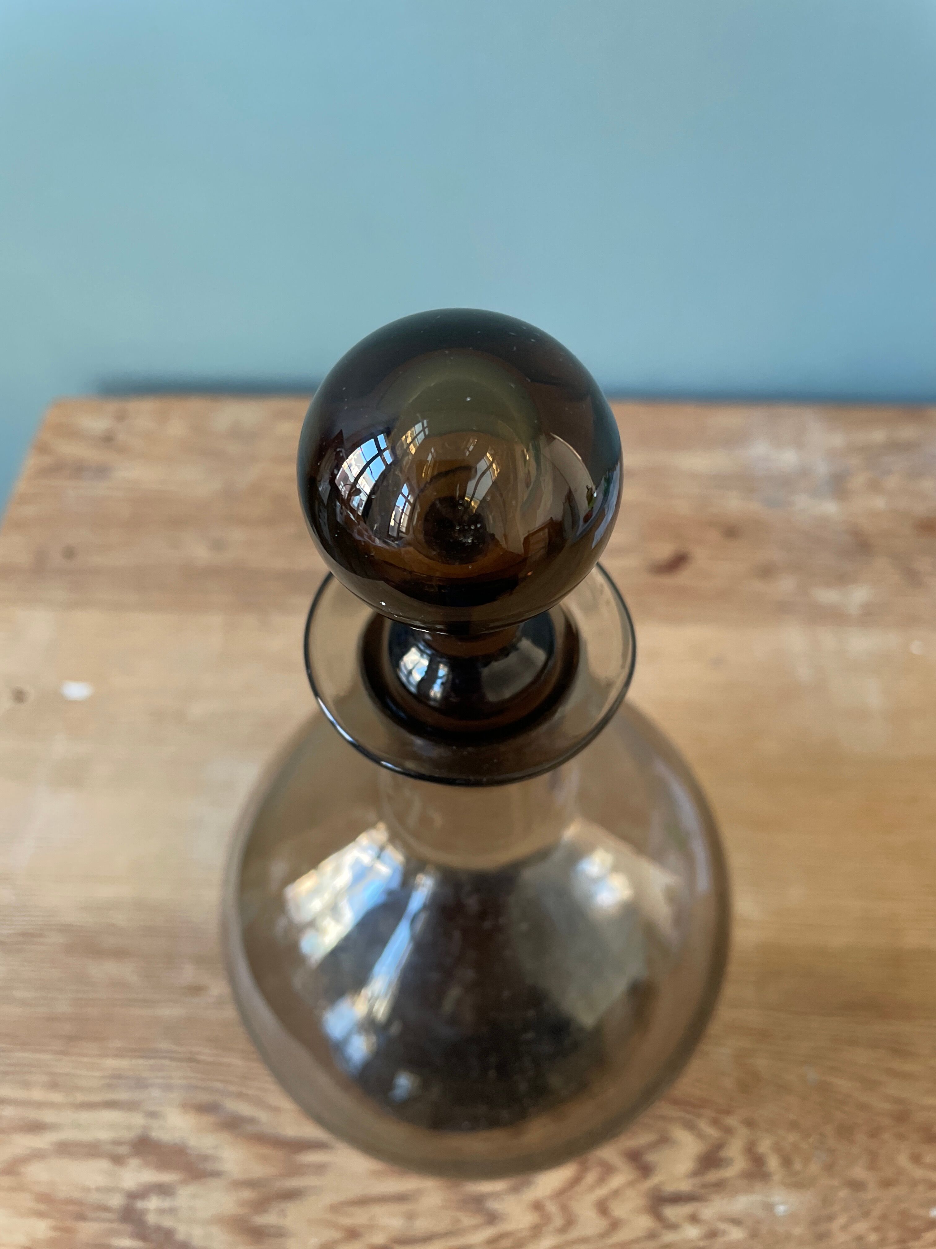 Old smoked glass liquor decanter