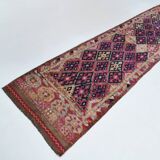 3x12 Red & Navy Blue Oushak Runner Rug, 83x352Cm