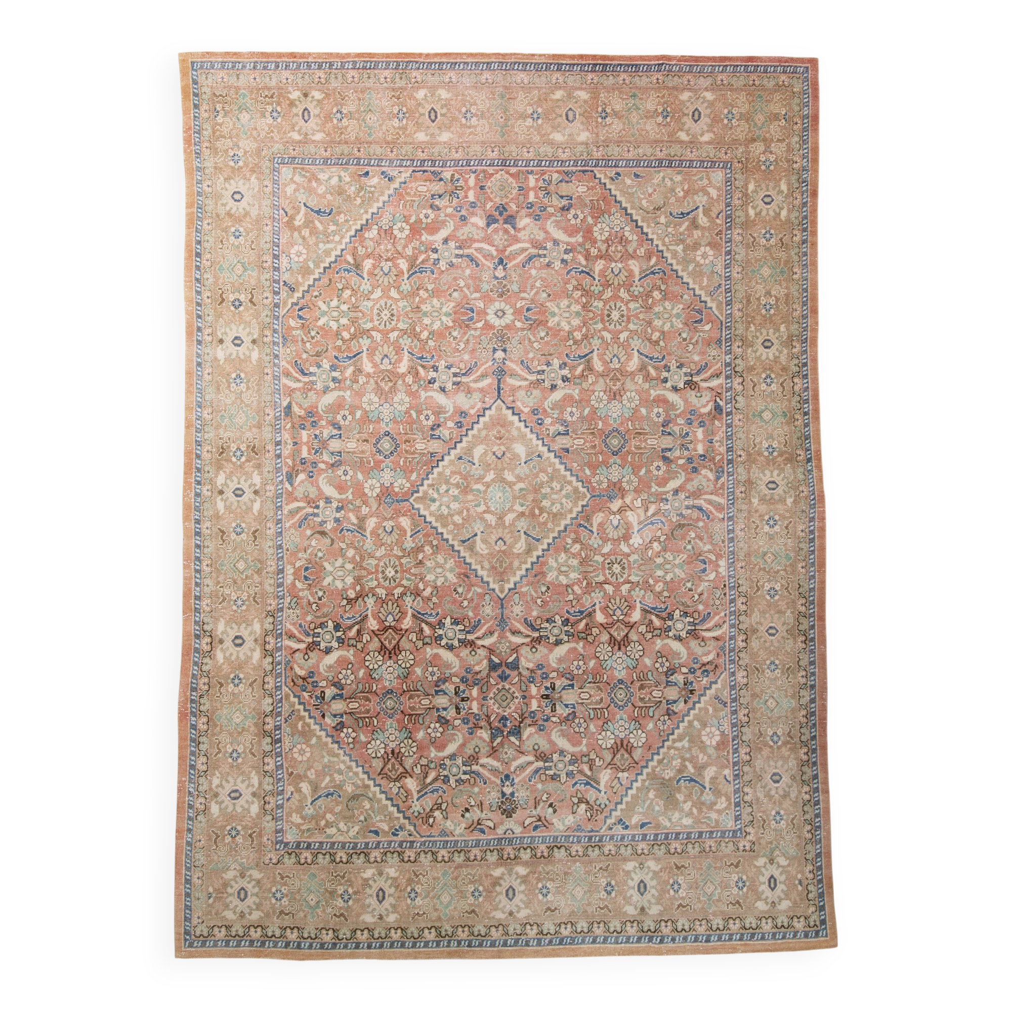Pink Elegant Decorative Vintage Persian Rug For Living Room, 284x393 Cm