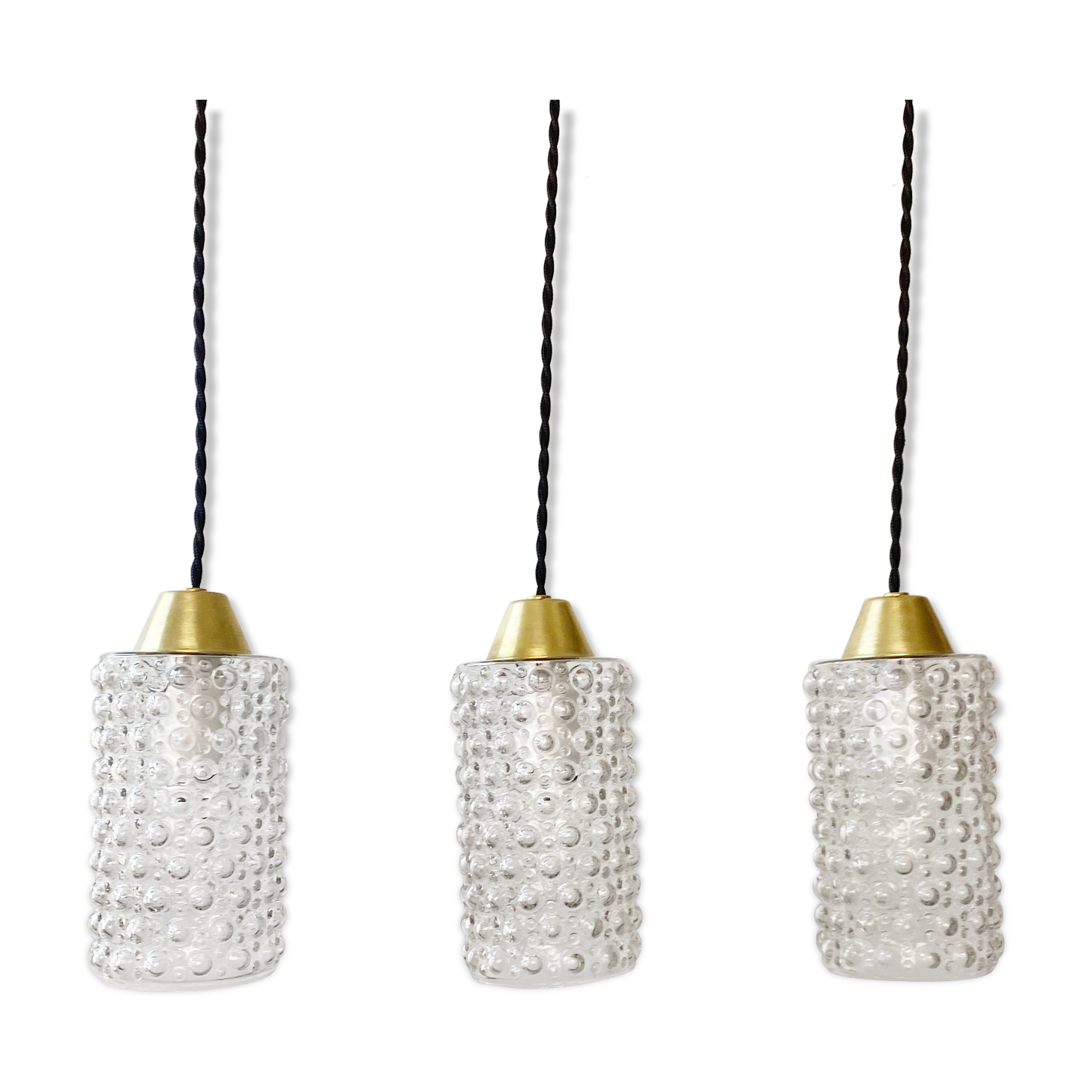 Lot 3 old vintage molded glass suspensions