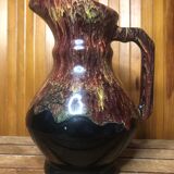 Old morvan small mass pitcher black & red ceramic vintage