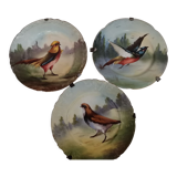 Set of 3 Limoges bird wall plates early 20th century