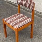 Scandinavian chair Baumann, solid beech wood with light beech and beige burgundy wool.