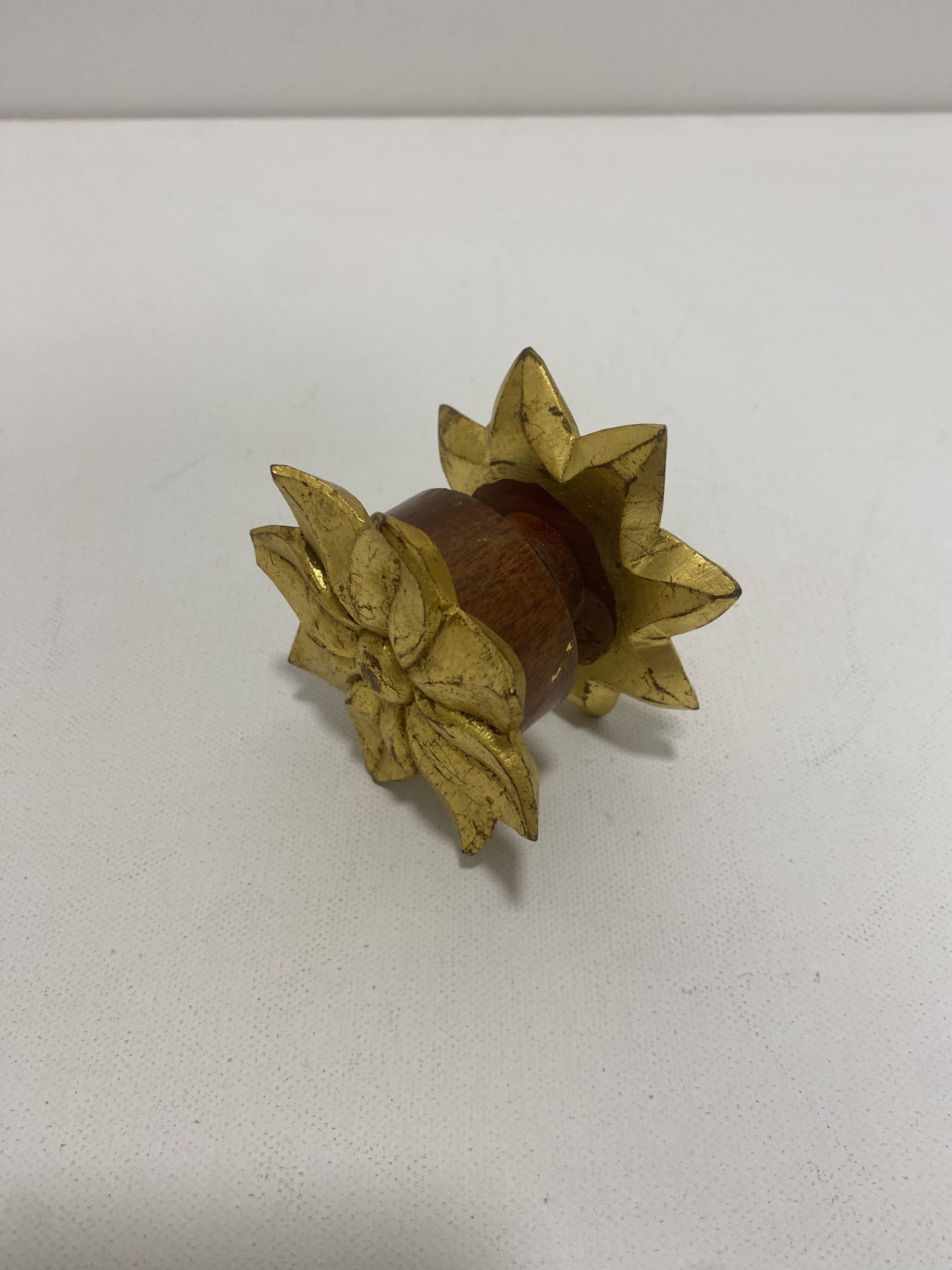 Gold Pair Oak Hand carved Door Handle Pullers Gio Ponti Guglielmo Ulrich