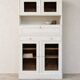 Antique kitchen cupboard / bookshelf, off-white patina
