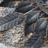 Mirror ancient Sun, leaves, brass, Minori 46cm