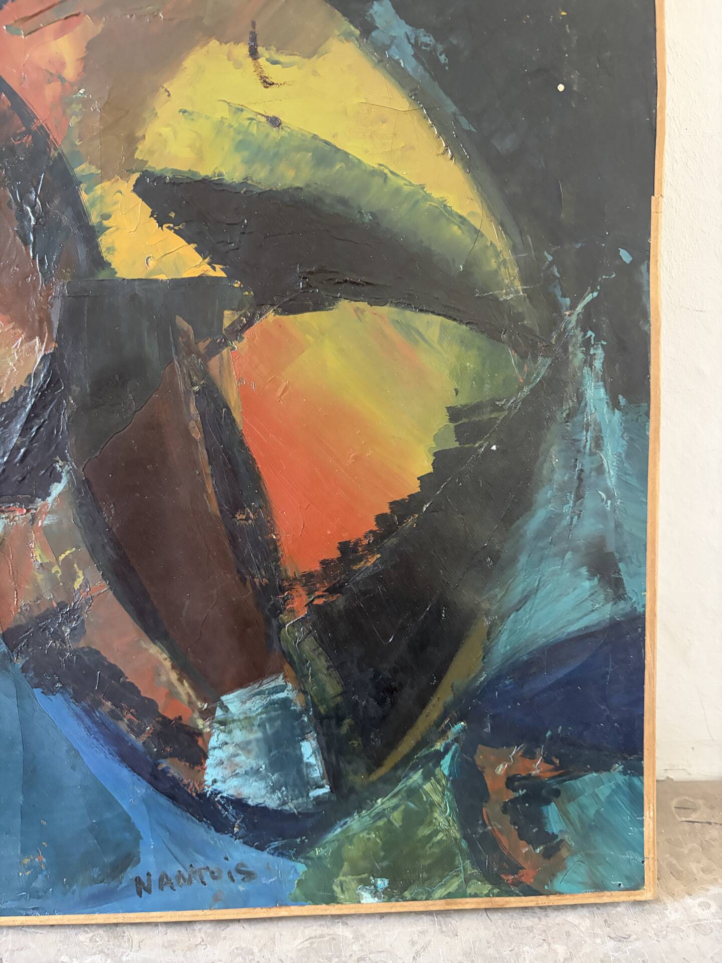 Abstract composition, oil on canvas signed Nantois or