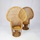 Set of 2 Vintage Rattan and Wicker Peacock Chairs, 1970s