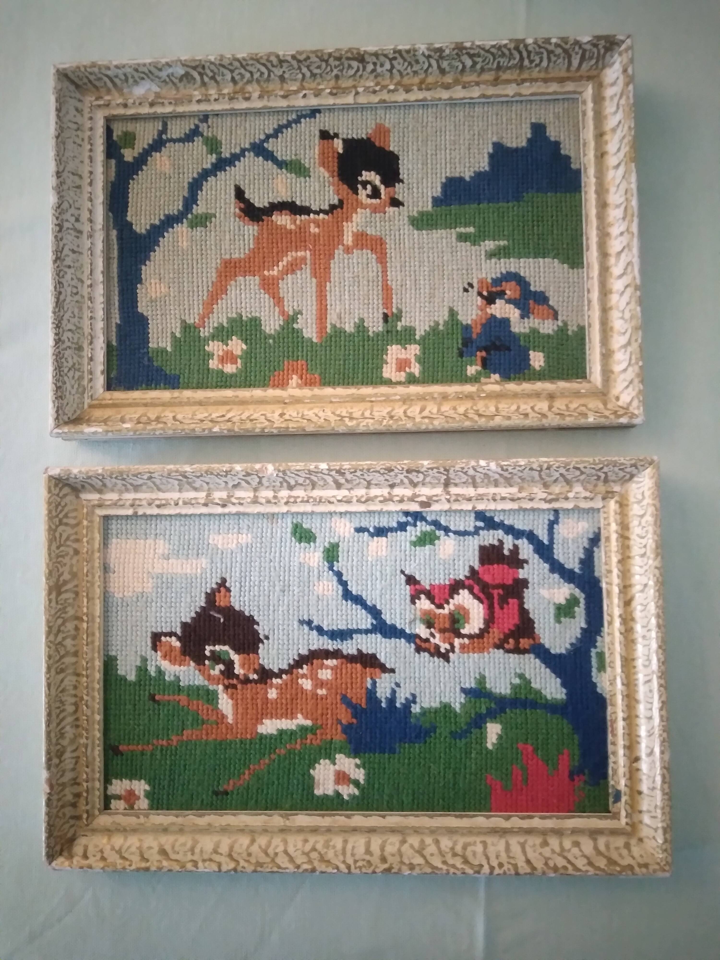 Pair of vintage Bambi canvas frames