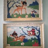 Pair of vintage Bambi canvas frames