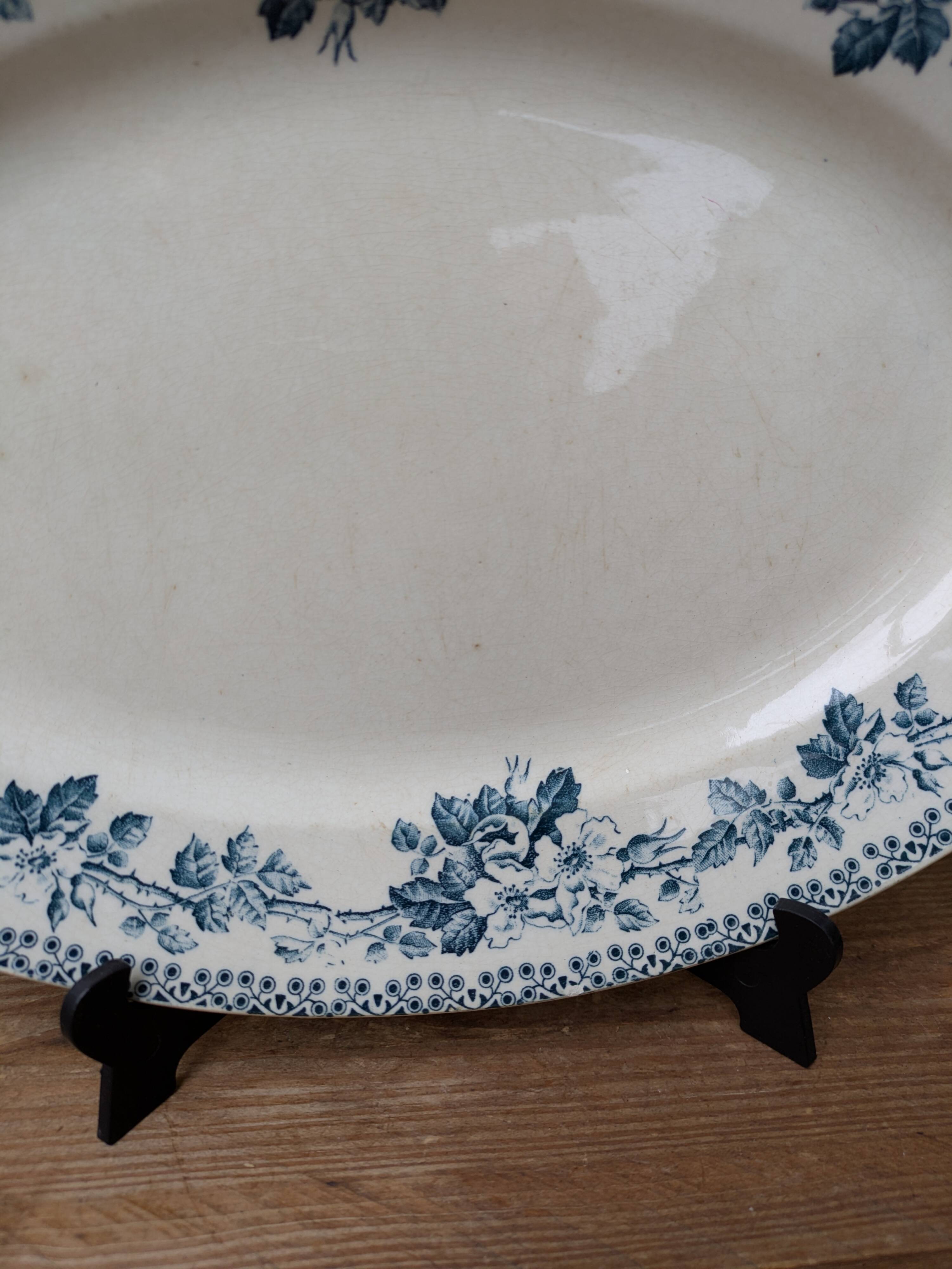 Old oval ironstone serving dish from Debray, Guadeloupe service