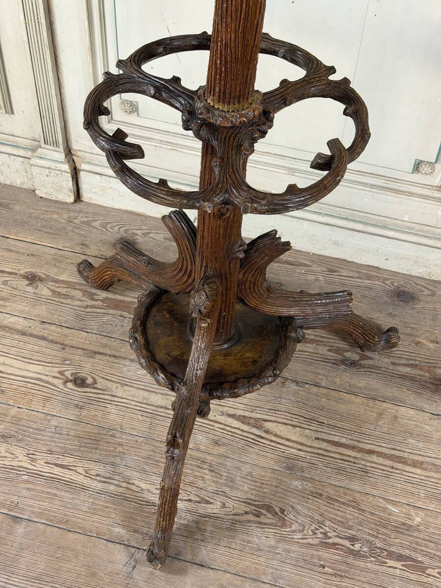 Carved wooden coat rack from the Black Forest, circa 1900.