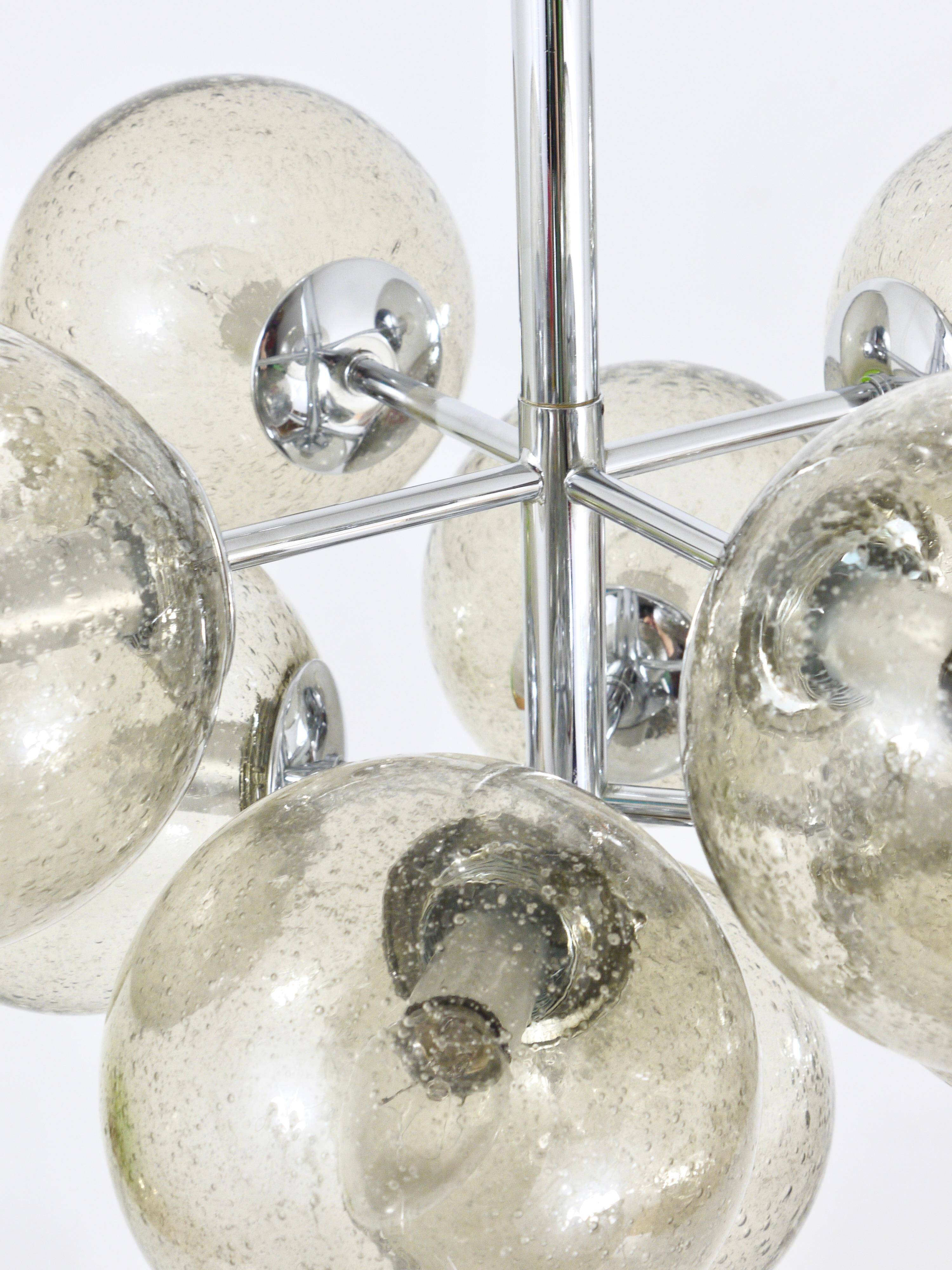 E. R. Nele Temde lustrous atomic chrome Sputnik Space Age pendant lamp tulip