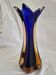 Vintage cobalt blue and amber blown glass vase in Murano style.