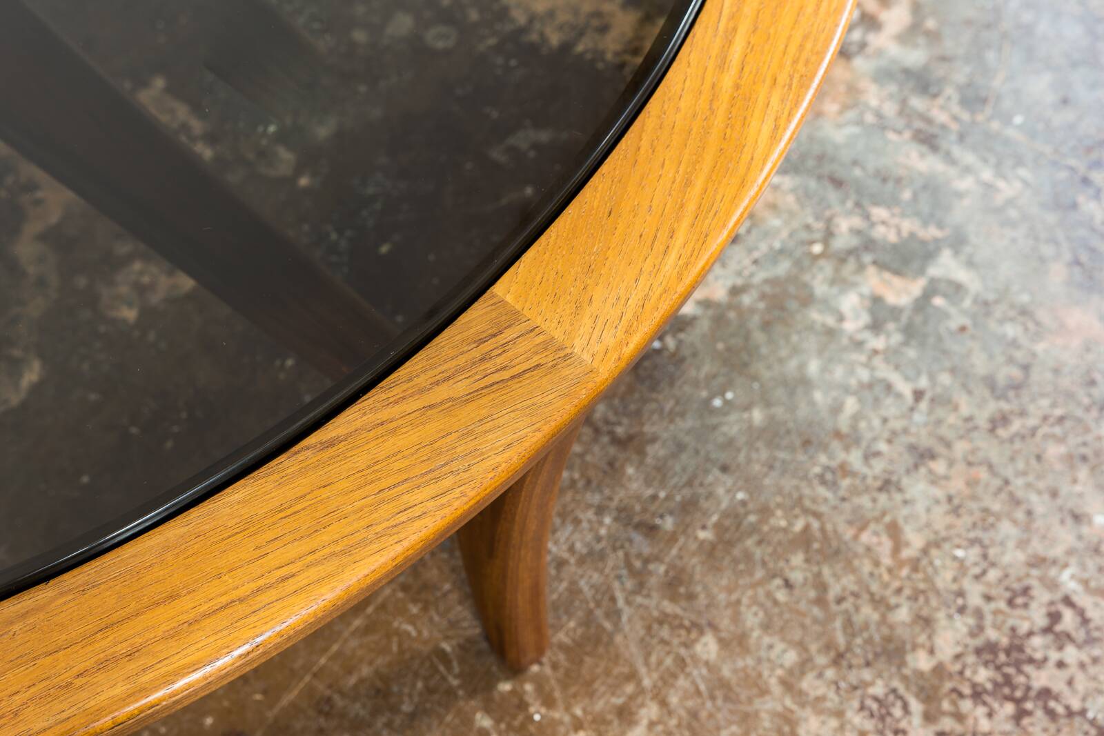Scandinavian Teak Round with Glass Top Coffee Table 1960's.