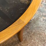 Scandinavian Teak Round with Glass Top Coffee Table 1960's.
