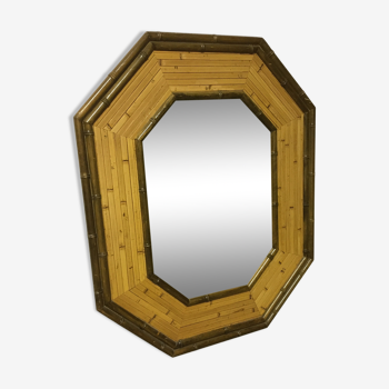 Octagonal bamboo mirror