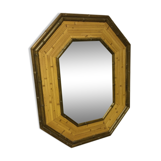 Octagonal bamboo mirror
