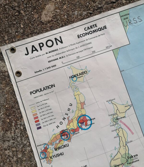 Ancienne carte mdi union indienne pakistan ceylan/japon economique
