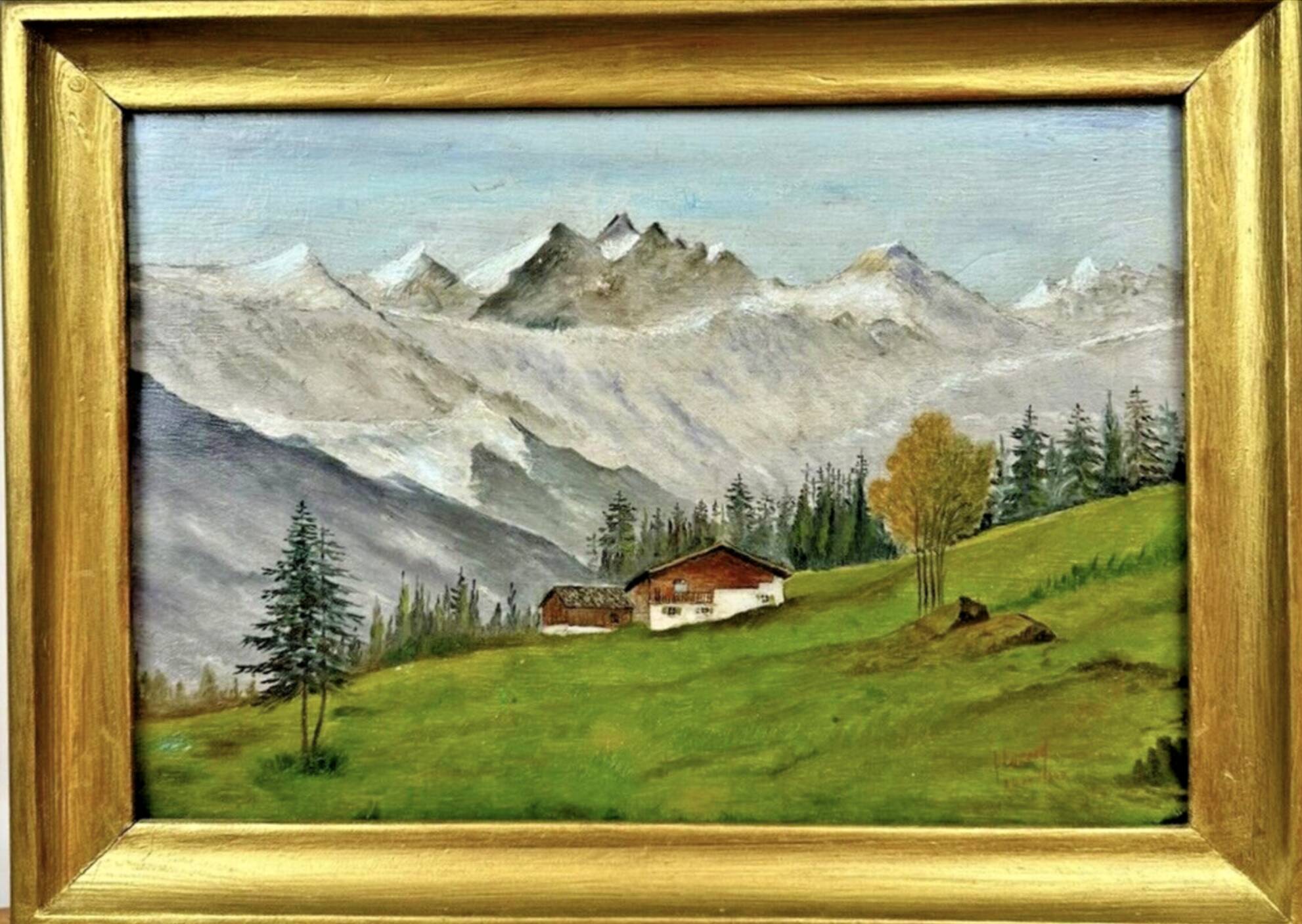 Oil on canvas mountain landscape "Hurard 1949"