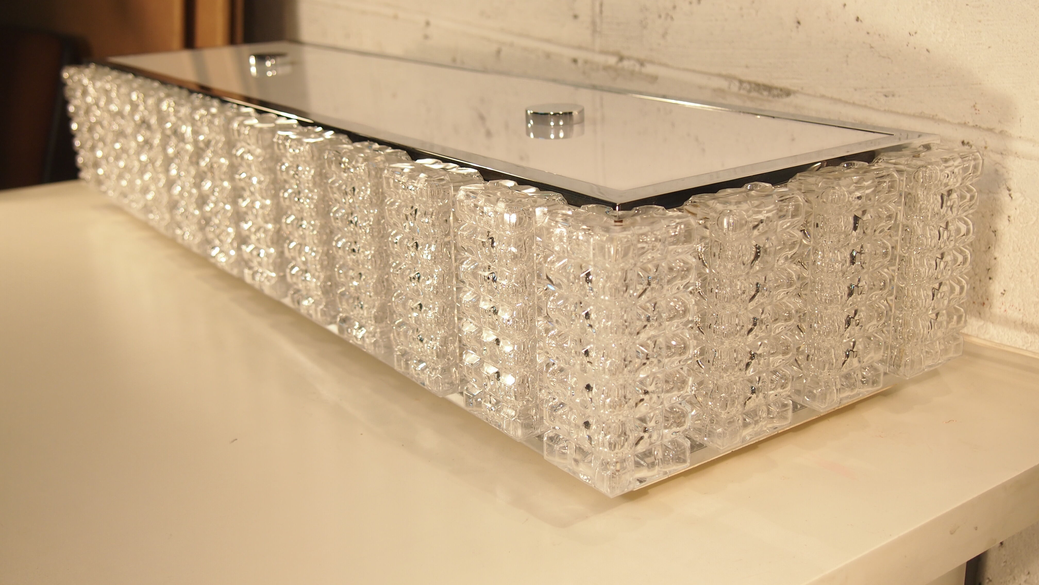 John Perzel textured glass art deco ceiling light