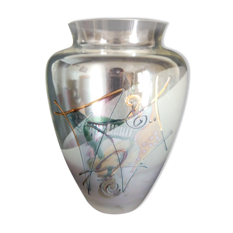 Vase en verre avec motifs abstraits emmaillés