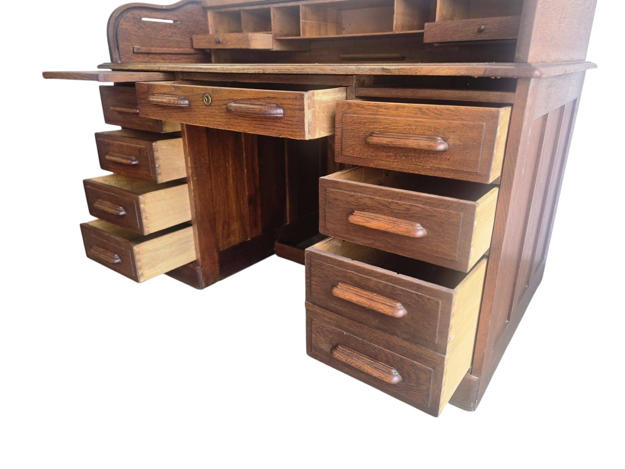 Bureau américain vintage en bois avec porte à volet