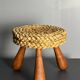 Midcentury French braided rope stool by Audoux & Minet, 1950s