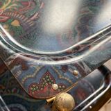 Textable brass and cashmere serving table