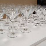set of 23 champagne glasses or wine glasses in chiseled crystal.