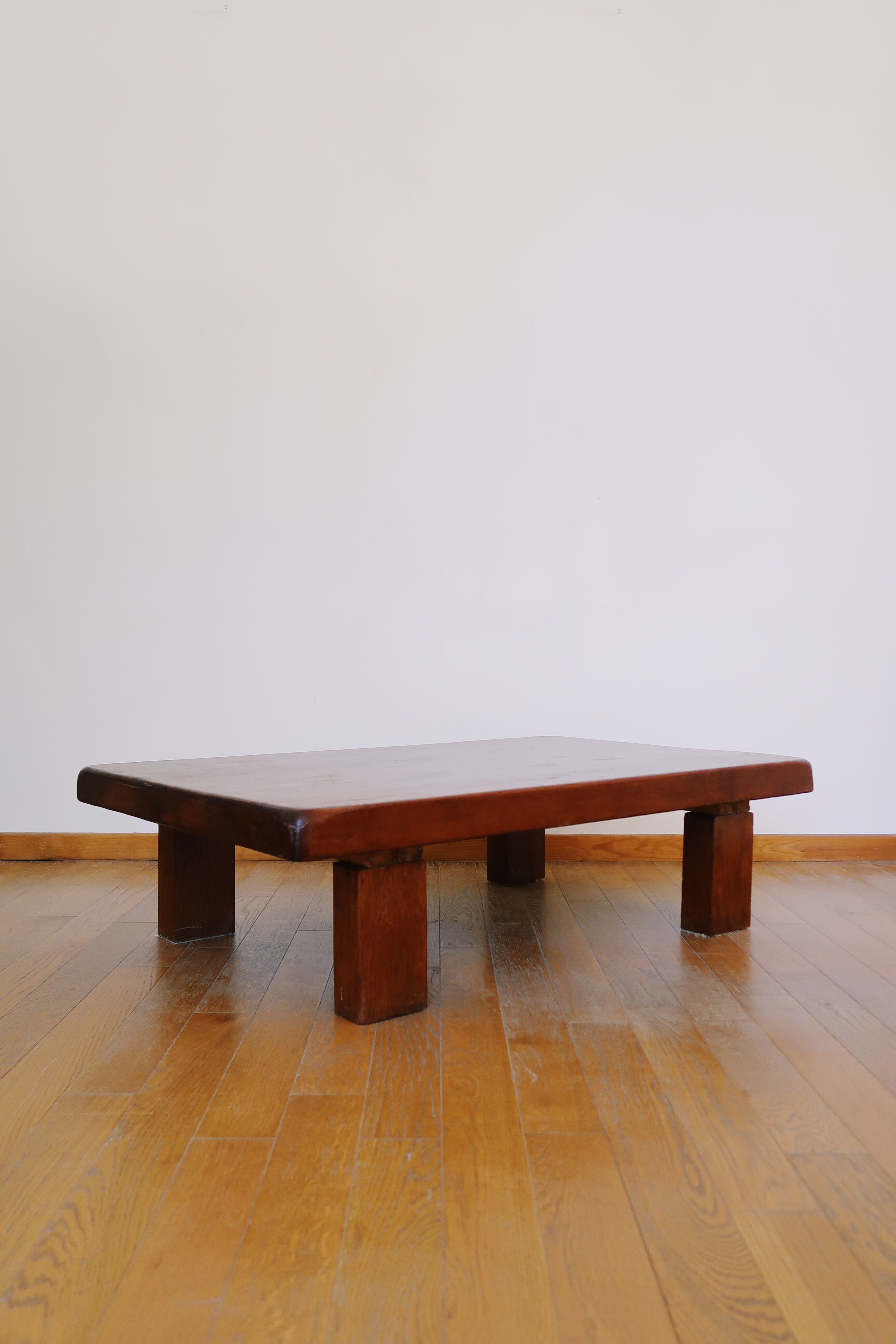 Brutalist coffee table in solid oak