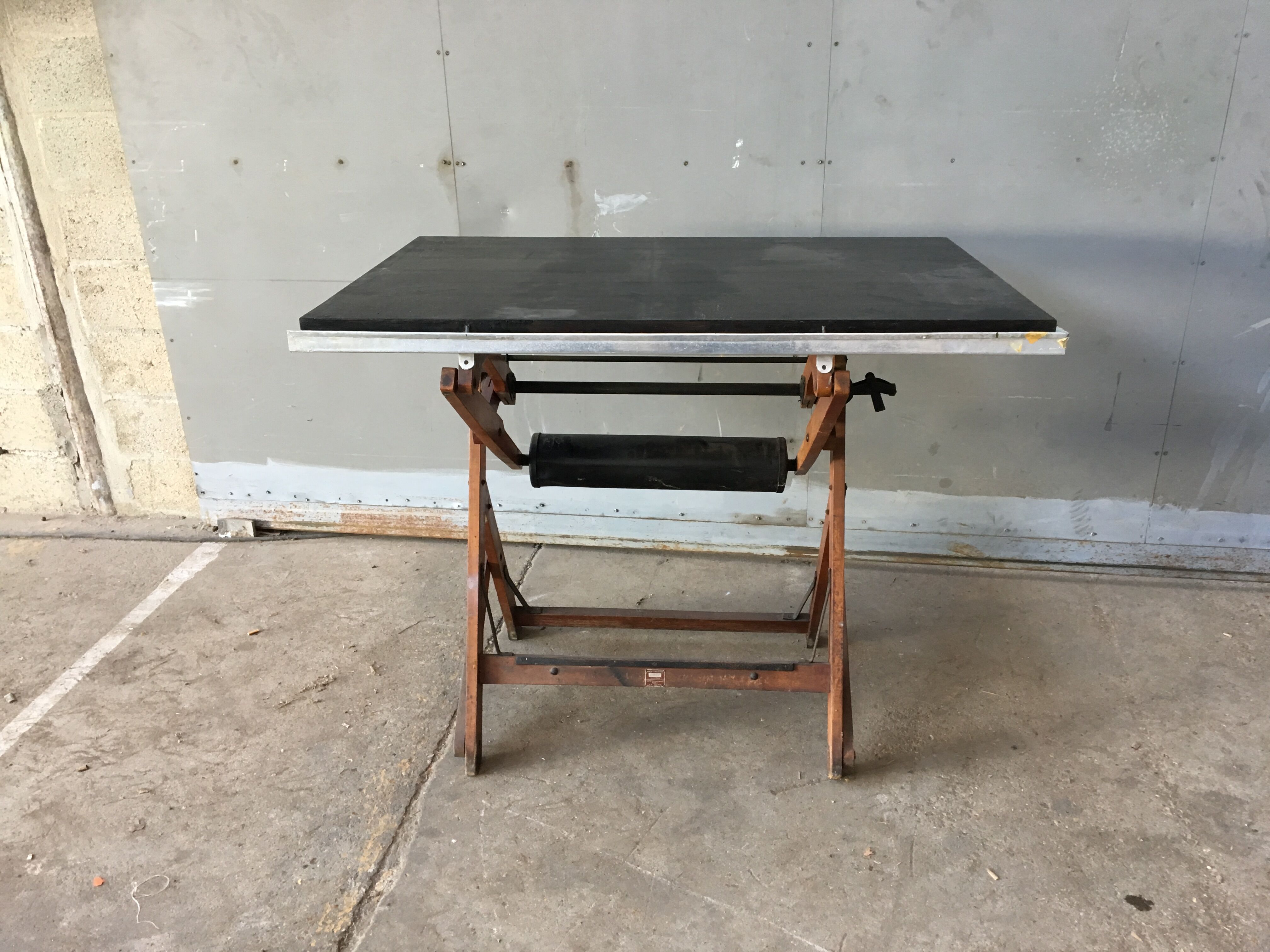 Antique wooden drawing table 1940 from Unic Paris