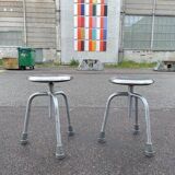 Set of adjustable Danish industrial metal stools, 1968