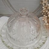 Chiseled glass bell on its dish