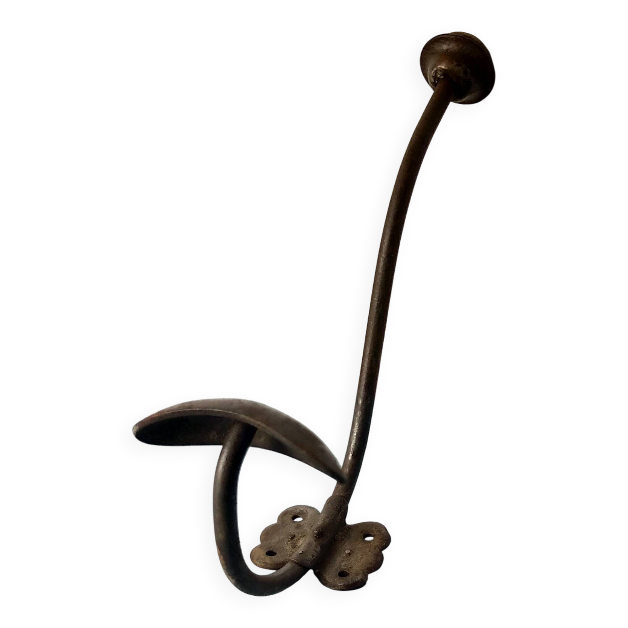 Antique coat rack with red wooden ball