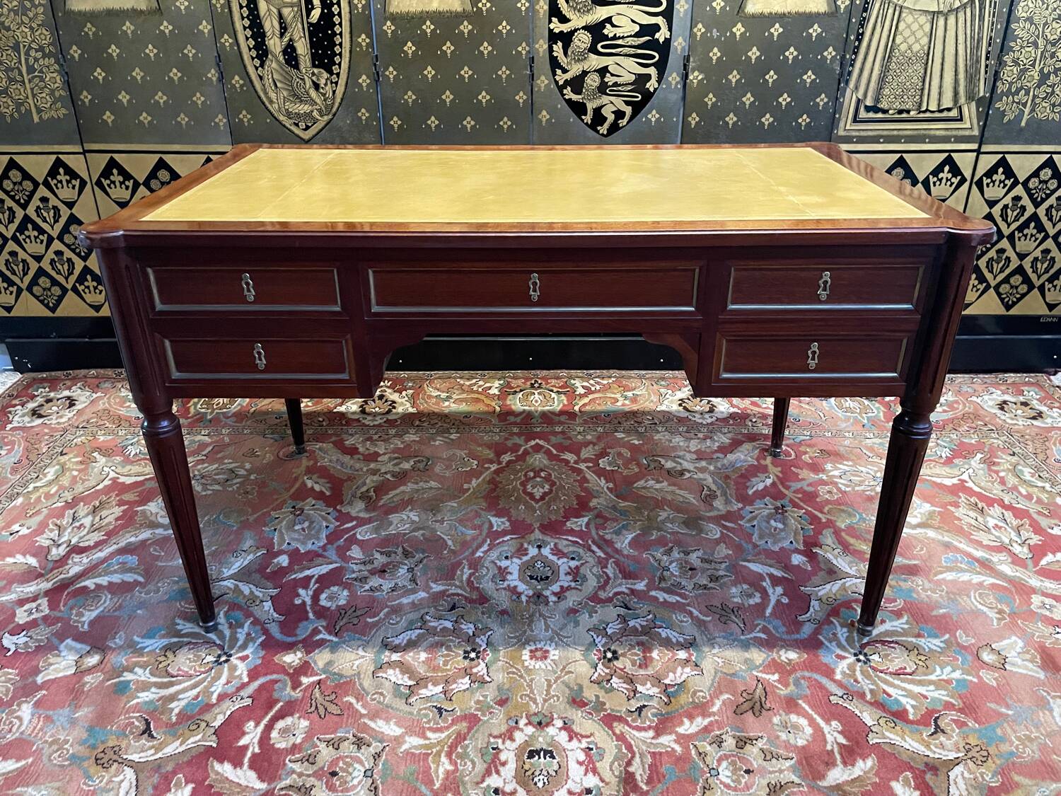 Louis XVI style mahogany flat desk
