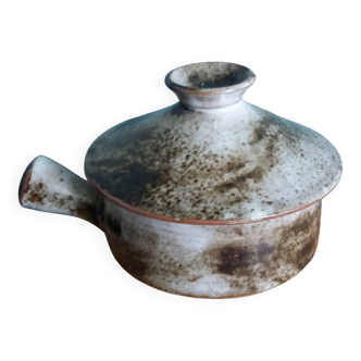 Covered fondue pot signed Atch, Chantal and Thierry Robert