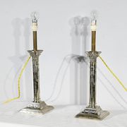 Paire de Flambeaux Électrifiés en Métal Argenté – Milieu XIXe